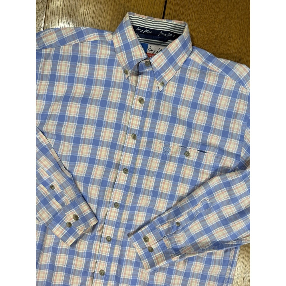 Wrangler George Straight Men's M Blue Plaid Long Sleeve Cowboy‎ Cut Collection